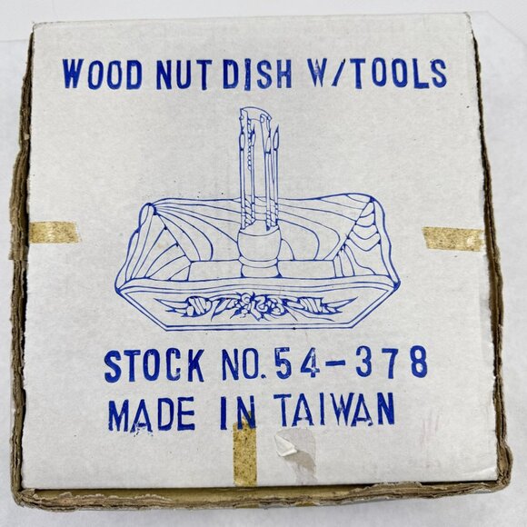 Vintage Wooden Nut Dish 9" Metal Nutcracker Picks MCM Hand-Painted Pinecones - Picture 9 of 15